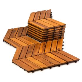 10PC 12inch12inch  High-quality Acacia Wood Modular Flooring, Model 026, Is Easy To Install And Enhances Your Home's Elegance And Comfort. (Option: 12inch12inch)