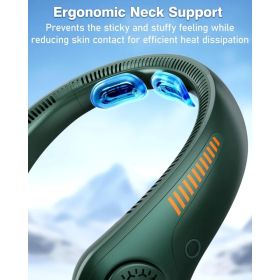 Portable Neck Fan - Rechargeable Personal Fan With Neck Support, 5-Speed Quiet Lightweight Long Lasting Neck Fan, Battery Operated Full Surround (Option: 1800mahgreen)