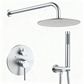 Shower System Shower Faucet Combo Set Wall Mounted With 10" Rainfall Shower Head And Handheld Shower Faucet, Brushed Nickel[Unable Ship Weekends, (Option: Defaulttitle)