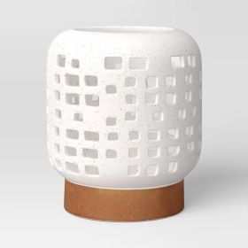 7.17"x6.26" Pillar Ceramic Lantern Candle Holder White (Option: 717)
