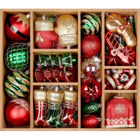 85ct Christmas Balls Ornaments Set, Colorful Shatterproof Plastic Christmas Tree Ornaments, Xmas Decorative Baubles For Christmas Tree Decoration (Option: RedGreenGold)