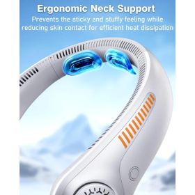 Portable Neck Fan - Rechargeable Personal Fan With Neck Support, 5-Speed Quiet Lightweight Long Lasting Neck Fan, Battery Operated Full Surround (Option: 600mahwhite)