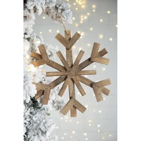 17.7inch X 17.7inch Large Fir Wood Snowflake Ornaments, Hanging Home Decor Accents For Christmas Tree, Wall Art, Holiday Display, Set Of 2 (Option: As pic)