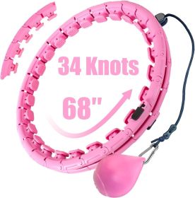 34 Knots Weighted Workout Hoop Plus Size, Smart Waist Exercise Ring for Adults Weight Loss (Color: 34 Knots Pink)