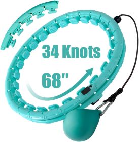 34 Knots Weighted Workout Hoop Plus Size, Smart Waist Exercise Ring for Adults Weight Loss (Color: 34Knots Mint Green)