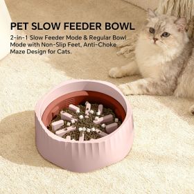 Fast food/slow food can easily switch bowls, adapting to different pet eating habits, cross-border hot selling pet supplies (Color: Pink)