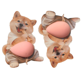 Car door anti-collision sticker, soft silicone anti-scratch protective sticker, cute cartoon car door anti-collision strip (Style: A pair of Shiba Inus chewing bones)