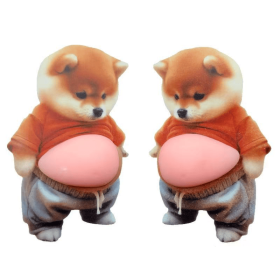 Car door anti-collision sticker, soft silicone anti-scratch protective sticker, cute cartoon car door anti-collision strip (Style: A pair of Shiba Inus)