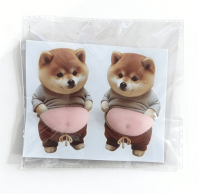 Car door anti-collision sticker, soft silicone anti-scratch protective sticker, cute cartoon car door anti-collision strip (Style: a pair of native dogs)